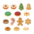 Christmas cookies and gingerbread icon set vector