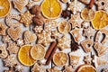 Christmas gingerbread cookies and dried orange