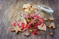 Christmas gingerbread cookies, festive rustic table decoration Royalty Free Stock Photo