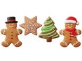 Christmas gingerbread cookies isolated on white background Royalty Free Stock Photo