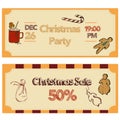 Christmas gingerbread cookies sale or party sketch vintage vector illustration. Hand made gingerbread man and candy for Royalty Free Stock Photo