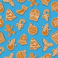 Christmas gingerbread cookies seamless pattern Royalty Free Stock Photo