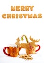 Christmas gingerbread cookies in the shape of a elk Royalty Free Stock Photo