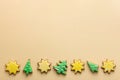Christmas gingerbread cookies shaped like star and tree