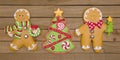 Christmas Gingerbread Cookies on a Wooden Table Royalty Free Stock Photo