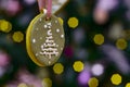 Christmas gingerbread decoration on a tree. Selective focus, bokeh. Holiday background or image . Royalty Free Stock Photo