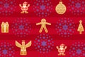Christmas gingerbread design pattern on a red striped background with snowflake stars great as background or santa claus wrapping Royalty Free Stock Photo