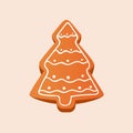 Christmas gingerbread with glaze in form spruce, tree,