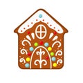 Christmas gingerbread house cookie. New year icon, clip art Royalty Free Stock Photo