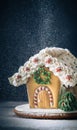 Christmas gingerbread house on the dark background with free space for text Royalty Free Stock Photo