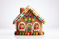 Christmas gingerbread house decorated with candies and glaze Royalty Free Stock Photo