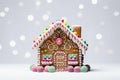 Christmas gingerbread house decorated with candies and glaze Royalty Free Stock Photo