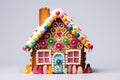 Christmas gingerbread house decorated with candies and glaze Royalty Free Stock Photo