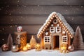 Christmas gingerbread house decorated with candies and glaze Royalty Free Stock Photo
