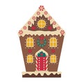 Christmas Gingerbread House Decorated with Icing