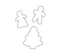 Christmas gingerbread line art. Continuous line drawing of new year, holidays, christmas, traditional sweets, men