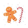 Christmas gingerbread man in flat style, vector Royalty Free Stock Photo
