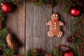 Christmas gingerbread man cookie composition in Royalty Free Stock Photo