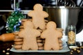 Christmas gingerbread man cookies cooking Royalty Free Stock Photo