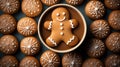 Christmas gingerbread man cookies. Generative Ai Royalty Free Stock Photo