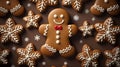 Christmas gingerbread man cookies. Generative Ai Royalty Free Stock Photo