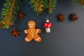 Christmas gingerbread man decoration border background Royalty Free Stock Photo