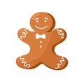 Christmas gingerbread man. Festive cookie vector illustration isolated on white background Royalty Free Stock Photo