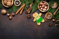 Christmas gingerbread man with spices and nuts