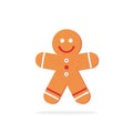 Christmas gingerbread man in flat style, vector Royalty Free Stock Photo