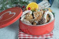 Christmas gingerbread men cookies in box Royalty Free Stock Photo