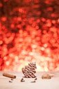 Christmas gingerbread with red blurred background