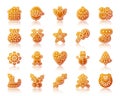 Christmas Gingerbread simple gradient icons vector set Royalty Free Stock Photo