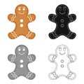 Christmas Gingerbread single icon in cartoon,black,flat,monochrome style for design. Christmas vector symbol stock Royalty Free Stock Photo