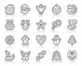 Christmas Gingerbread simple line icons vector set