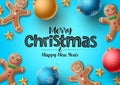 Christmas gingerbread vector background. Merry christmas greeting text