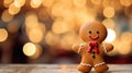 Christmas gingerman, cookie man, blurred Christmas background