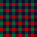 Christmas gingham pattern in red green navy blue. Seamless dark check graphic winter background for dress tablecloth.