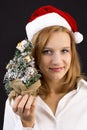 Christmas girl with christmas tree