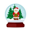 Glass ball with Santa Claus and Christmas trees Royalty Free Stock Photo