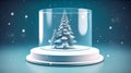 Christmas glass ball with a Christmas tree inside, generative AI. Royalty Free Stock Photo