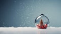 Christmas glass ball with christmas tree on snow, 3D rendering