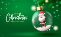 Christmas glass ball vector design. Merry christmas and happy new year greeting text Royalty Free Stock Photo