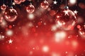 Christmas glass balls on the blurred background with bokeh. Winter holidays greeting card. Generated AI. Royalty Free Stock Photo