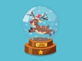 Christmas glass magic ball with Little reindeer vector image. Merry Christmas and happy new year. decorative element on holiday