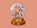 Christmas glass magic ball with Little reindeer vector image. Merry Christmas and happy new year. decorative element on holiday