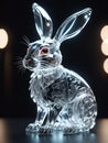 christmas glass rabbit statue decoration with lights