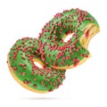 Christmas glazed donuts isolated on white background Royalty Free Stock Photo