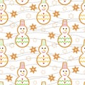 Christmas glazed snowmen seamless pattern.