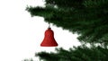Christmas glitter ornament bell on pine tree Royalty Free Stock Photo