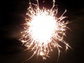 Christmas glittering sparkler. Burning Holiday Party Sparkler in night